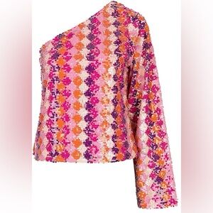 Lofty manner size S sequin colorful off-shoulder top 8-17